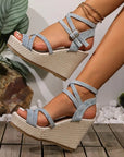 Von Elsen™| Sandalen Mit Keilabsatz Aus Denim